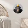 Chimpansee - Badeend - Grijs Wandcirkel behangsticker klein -sfeer4