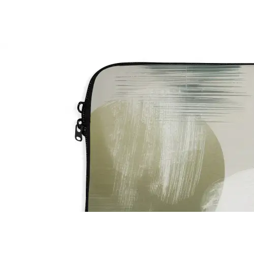Minimalistisch - Cirkels - Penseelstreken - Beige laptophoes neopreen klein -detail