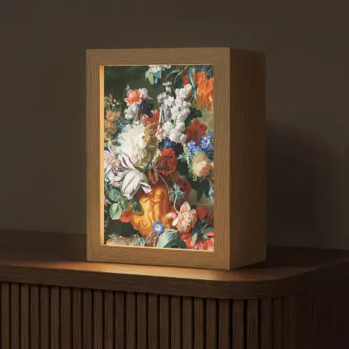 Kunst - Oude meesters - Boeket bloemen in een urn Light Box met kabel (Tafellamp) klein -z3d_website