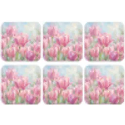 Tulpen - Veld - Lente - Roze onderzetter kurk middel -zkaufland3dotto