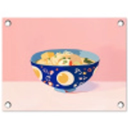 Noodles - Kom - Blauw - Illustratie tuinposter los doek klein -3d