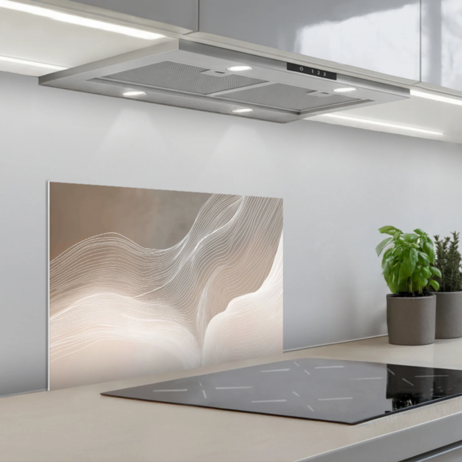Golvende lijnen - Luchtstromen - Harmonieus keuken achterwand spatscherm klein -3d_schuin