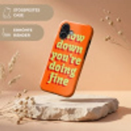 Oranje - Slow down you're doing fine - Retro Toughcase MagSafe Apple iPhone 17 klein -USP_RandenV_DE