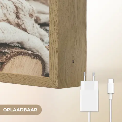 Deken - Wit - Boomstronk - Winter - Sneeuw Light Box met batterij (Wandlamp) middel -USP_websiteoplaadbaarNL