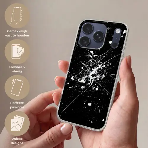 Verfspatten - Wit - Abstract - Explosie Telefoonhoesje iPhone 17 Pro klein -sfeer3_NL