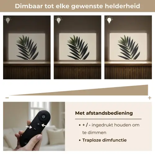 Palmblad - Donkere bladen - Subtiel Light Box met batterij (Wandlamp) middel -USP_dimbaarNL