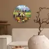 Ezels - Bloemen - Zomers Wandcirkel kunststof plaat 5mm dik klein -sfeer1
