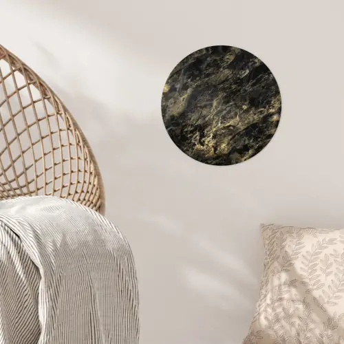 Marmer - Zwart - Goud Wandcirkel behangsticker klein 186 -sfeer4