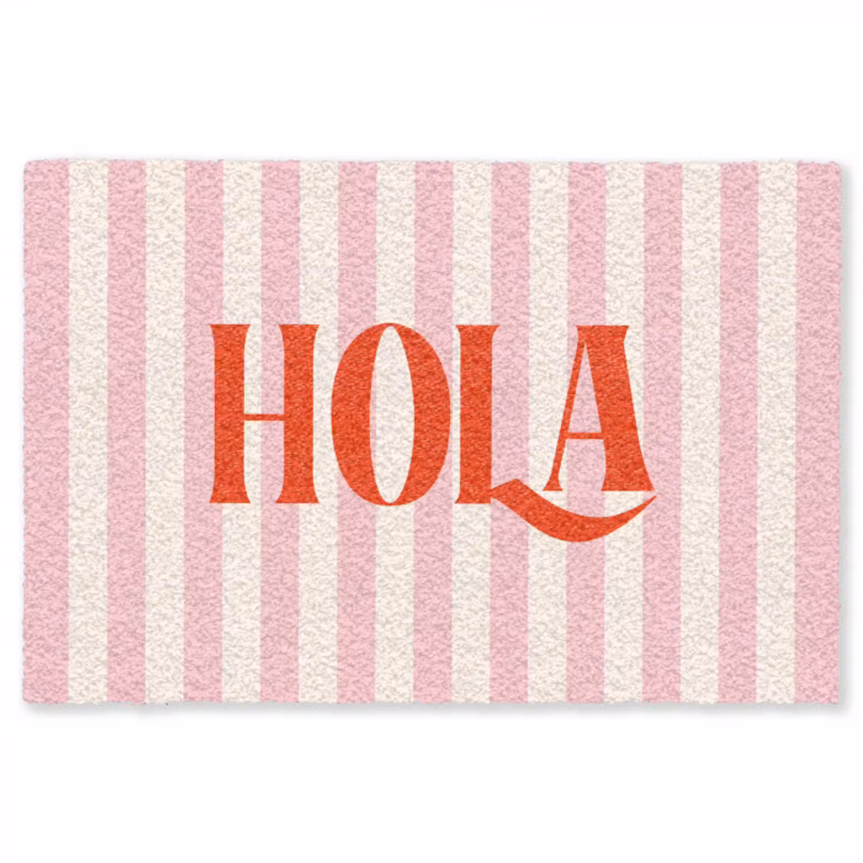 Hola - Quote -  Strepen - Pastel - Roze - Rood - Wit Vloerkleed Rechthoek klein -3d