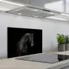 Paard - Dieren - Zwart - Portret keuken achterwand spatscherm klein -3d_schuin