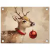 Kerst - Hert - Gewei - Kerstbal - Rendier tuinposter los doek klein -3d