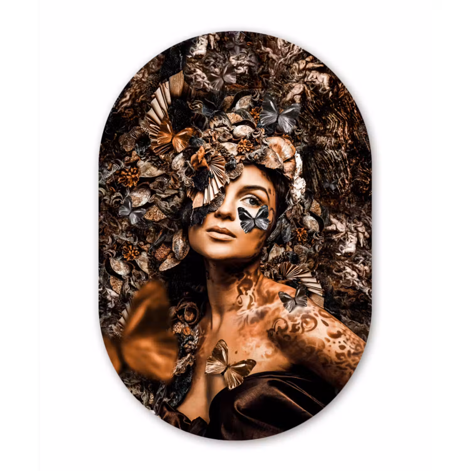 Muurovaal - Luxe - Vrouw - Vlinder