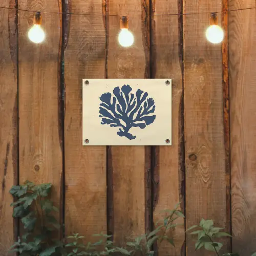 Blauw koraal - Vertakkingen - Beige tuinposter los doek klein -sfeer1