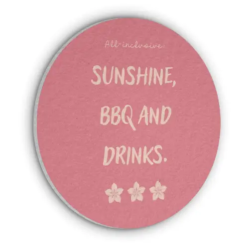 BBQ - Quote - Roze - Zomer Akoestische PET Vilt - Rond klein -3d