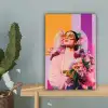 Portret - Vrouw - Abstract - Bloemen canvas 2cm klein -sfeer4
