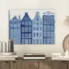 Aquarel - Grachtenpanden - Delfts - Blauw PET vilt klein -sfeer1