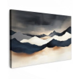 Bergen - Donkerblauw - Landschap Tuinposter op houten frame 2 cm dik klein -3d