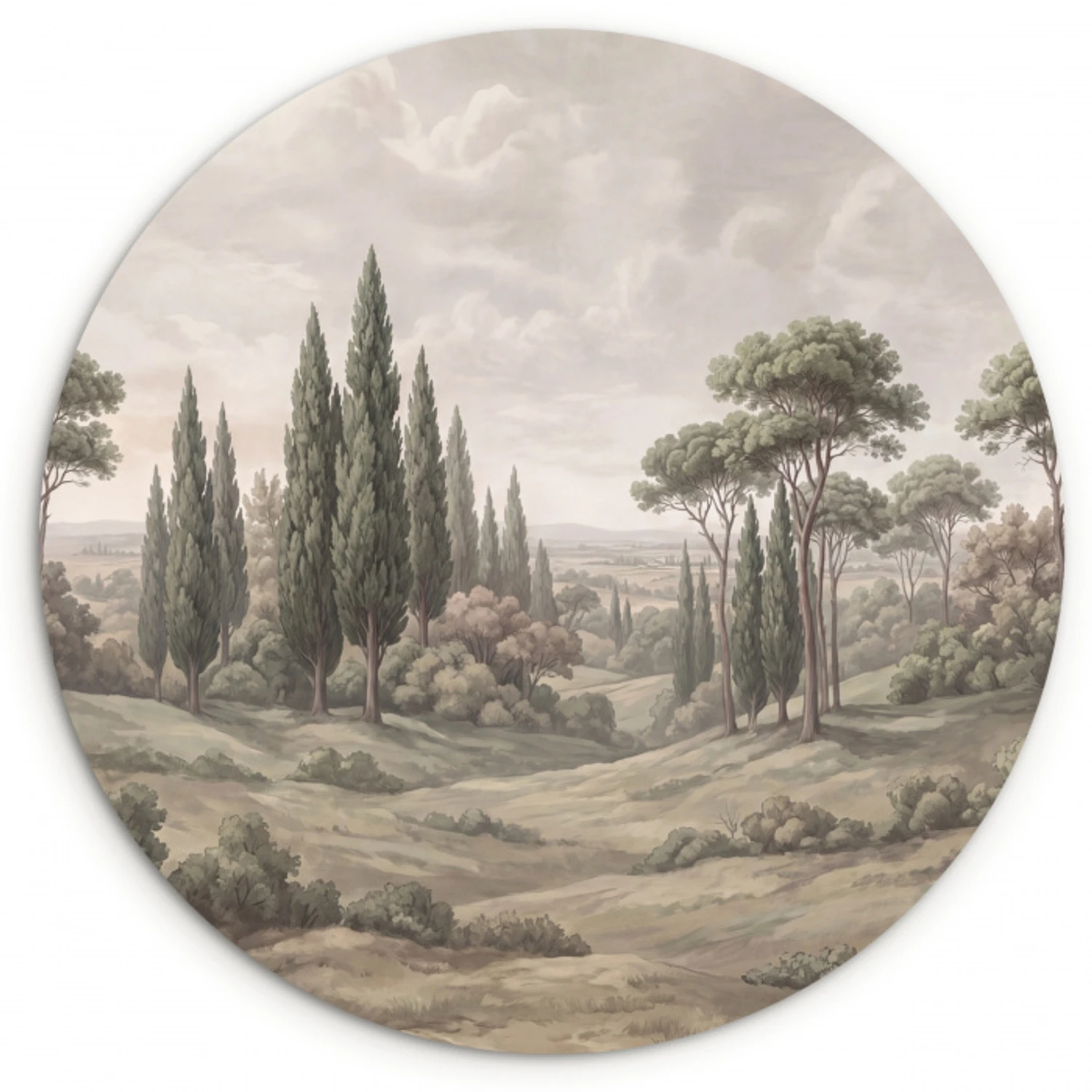 Vallei - Bos - Natuur - Groen Wandcirkel kunststof plaat 5mm dik klein -3d