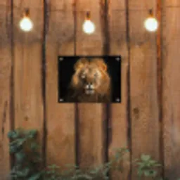Leeuw - Dieren - Zwart - Licht - Bruin - Portret tuinposter los doek klein -sfeer1