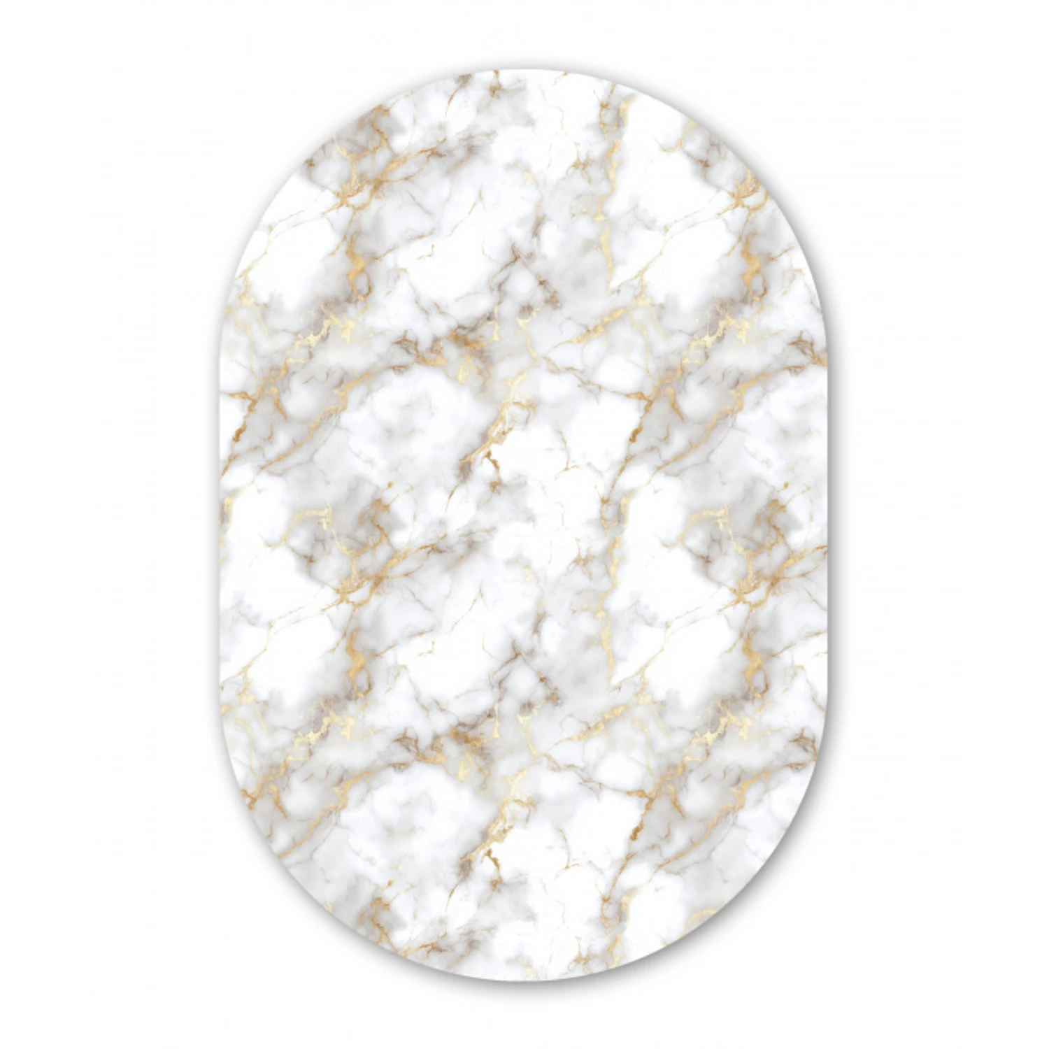 Gouden aders - Marmer - Wit Wandcirkel Ovaal Forex klein 630 -3d