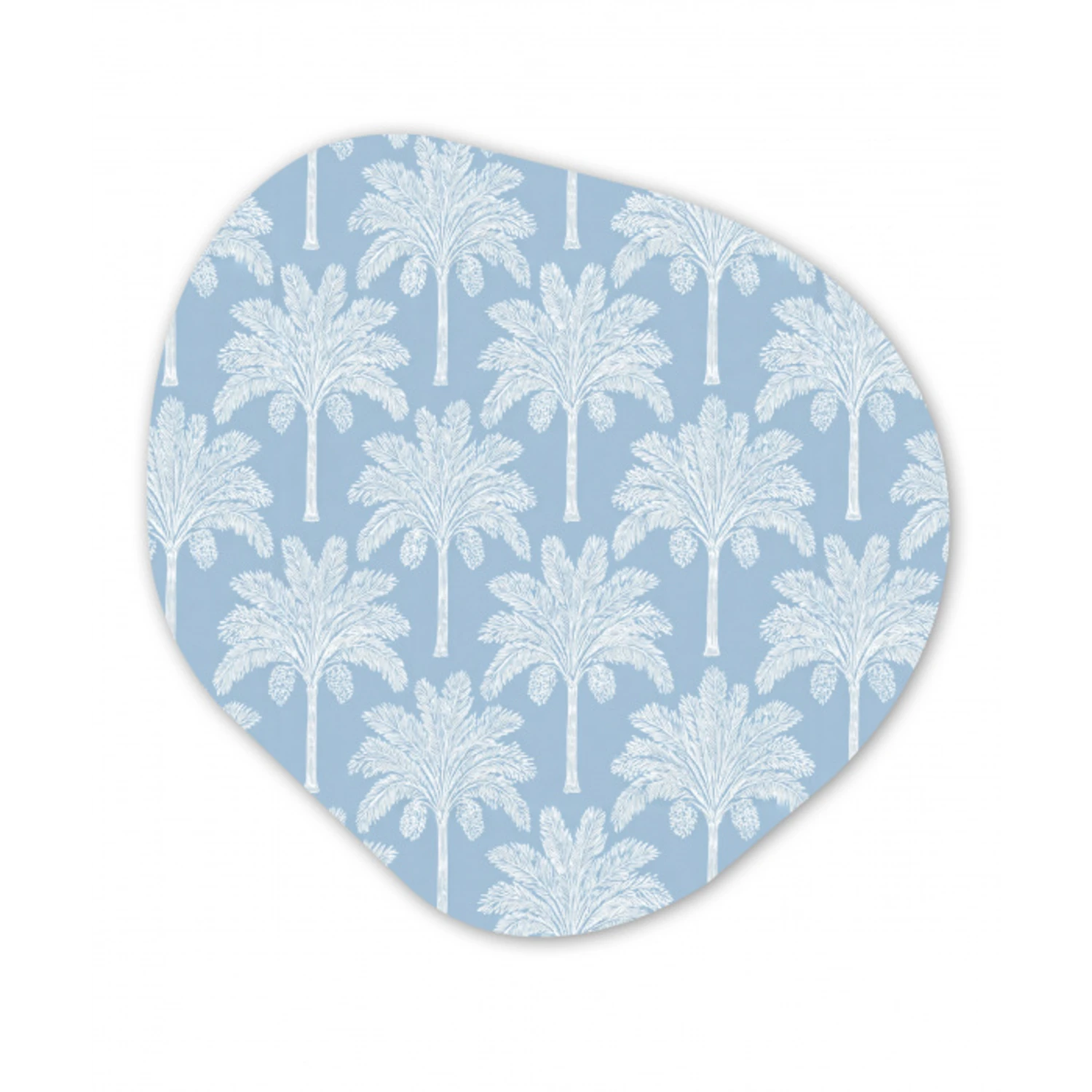 Palmboom - Modern - Blauw Wandcirkel Organisch Aluminium middel 851 -3d
