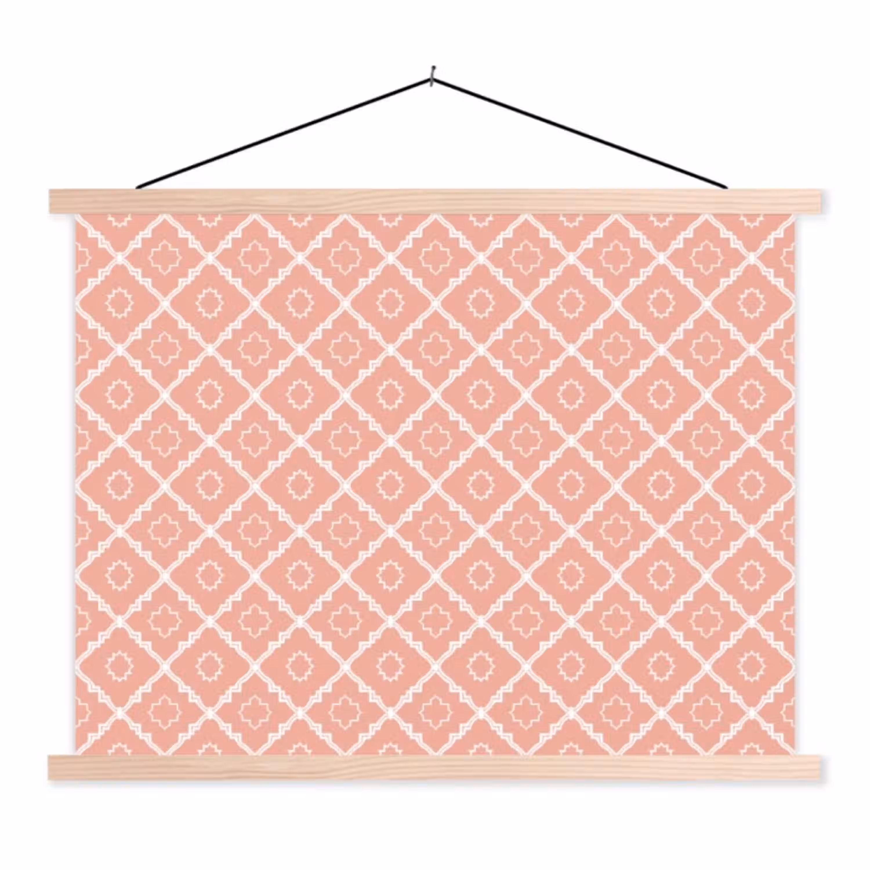 Zalmroze - Geometrisch - Elegant - Patroon textielposter latten blank klein 122 -3d