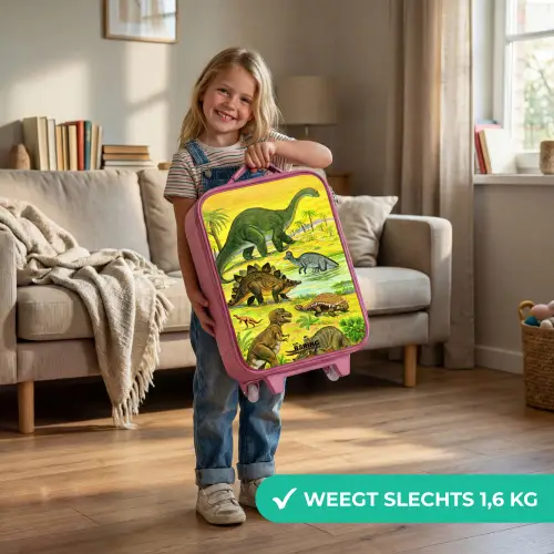 Dino's bij het water Kinderkoffer - Roze klein -sfeer2_NL