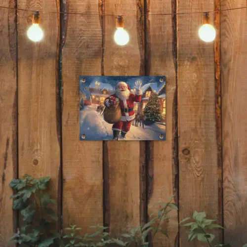 Kerstman - Dorp - Hert - Donker tuinposter los doek klein -sfeer1