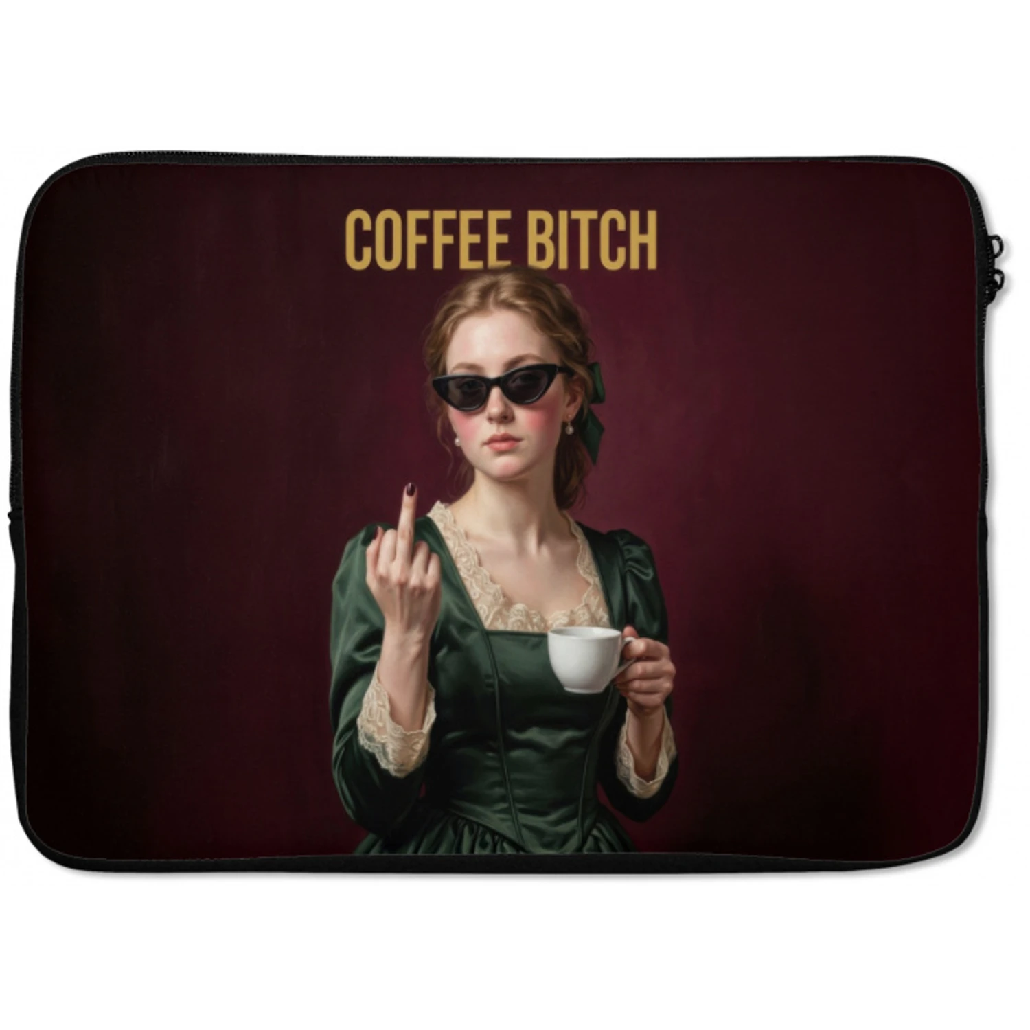 Koffie - Vrouw - Middelvinger laptophoes neopreen klein -zkaufland3dotto