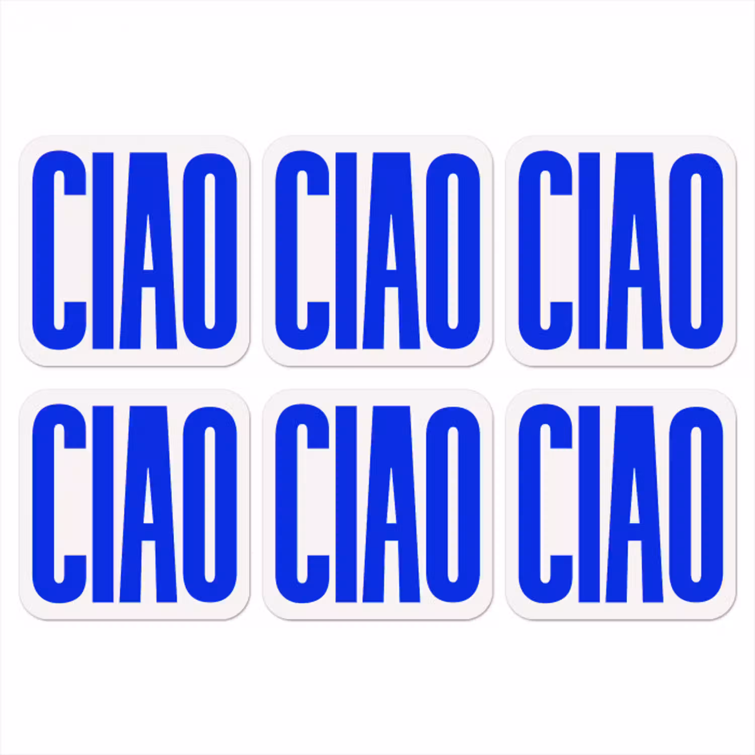 Ciao - Hoofdletters - Blauw - Minimalistisch onderzetter kurk middel -3d