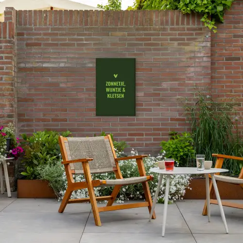 Donkergroen - Quote - Zon - Zomer Tuinposter op houten frame 2 cm dik klein -sfeer3