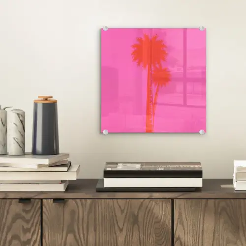 Palmbomen - Modern - Roze plexiglas 5mm klein -sfeer1