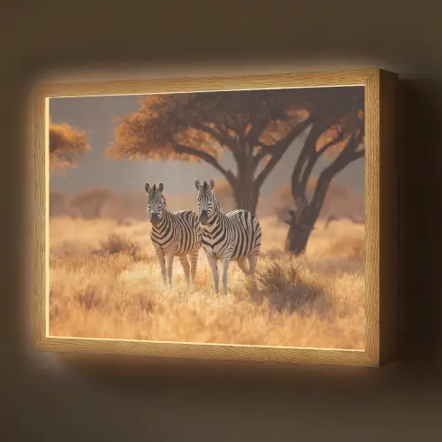 Zebra's - Savannelandschap - Gras Light Box met batterij (Wandlamp) middel -z3d_website
