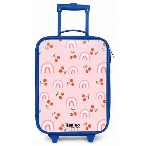 Roze met regenboog en kersen patroon Kinderkoffer - Blauw klein -zz3dotto