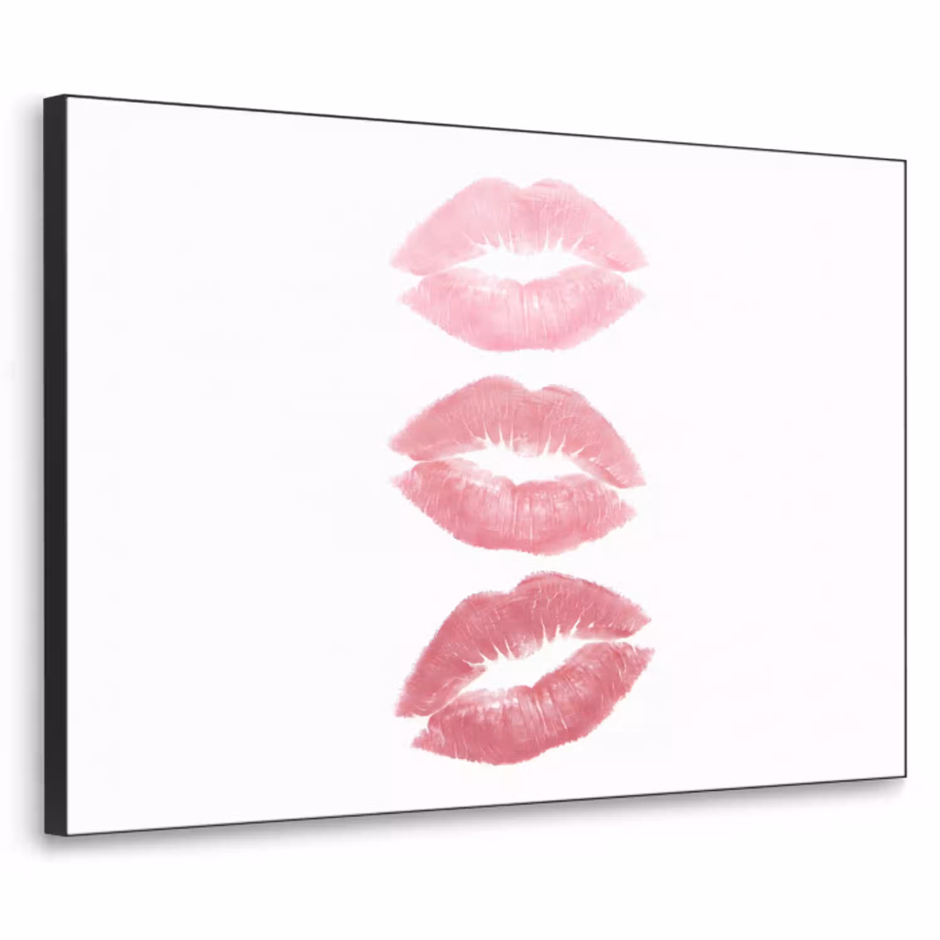 Lippen - Kusafdruk - Roze - Modern - Abstract Textielframe zwart klein -3d