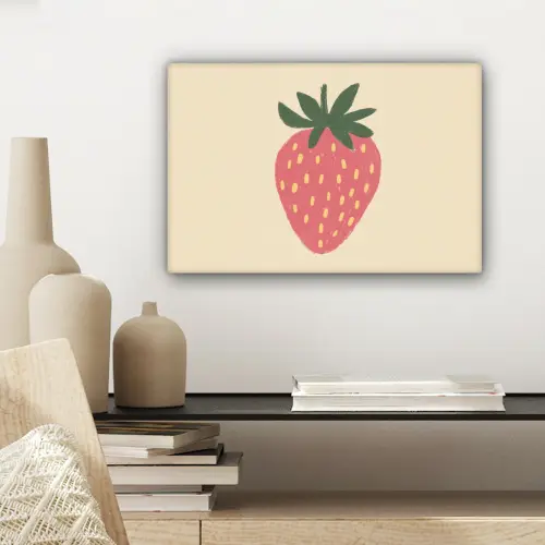 Aardbei - Minimalistisch - Rood - Fruit canvas 2cm klein -sfeer6