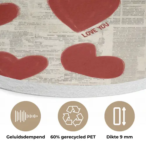 Hartjes - Krant - Loveyou Akoestische PET Vilt - Rond klein -closeup_NL