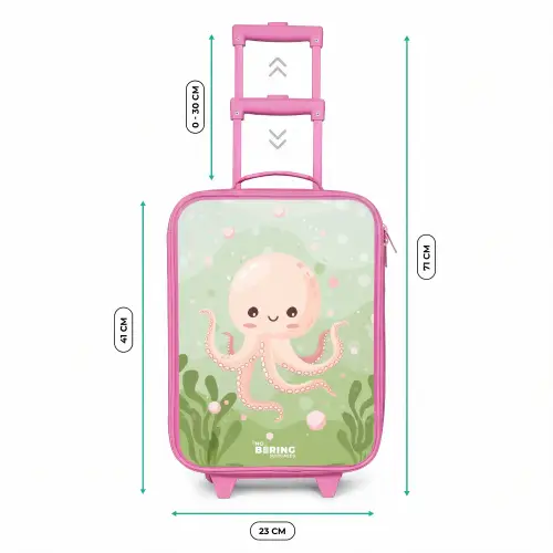 Roze octopus met een lach Kinderkoffer - Roze klein -productfoto_formaten
