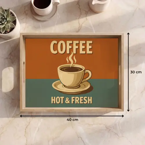 Koffie - Kop - Vintage - Quote Dienblad Rechthoek middel -USP_Formaat