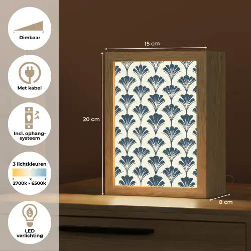 Klassiek - Motief - Blauw Light Box met kabel (Tafellamp) klein 925 -USP_NL