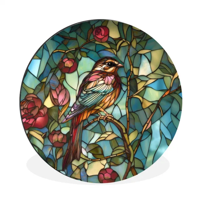 Muurcirkel aluminium Vogel - Tak - Rozen - Mozaïek