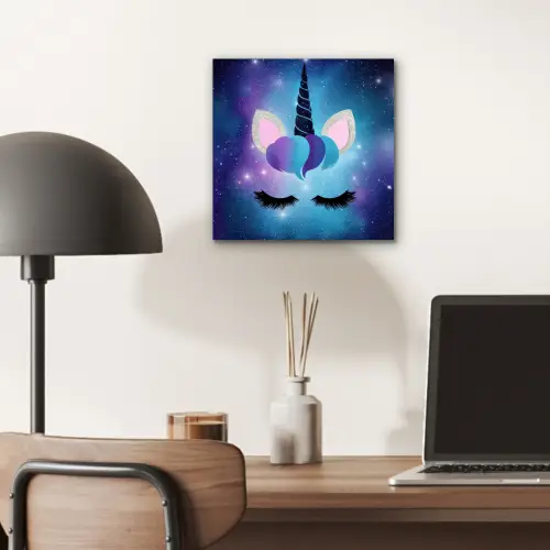 Eenhoorn - Sterren - Magisch - Blauw aluminium wit klein -sfeer5