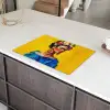 Frida Kahlo - Vrouw - Geel - Blauw - Bloemen Inductie beschermer vinyl 3mm klein -sfeer8