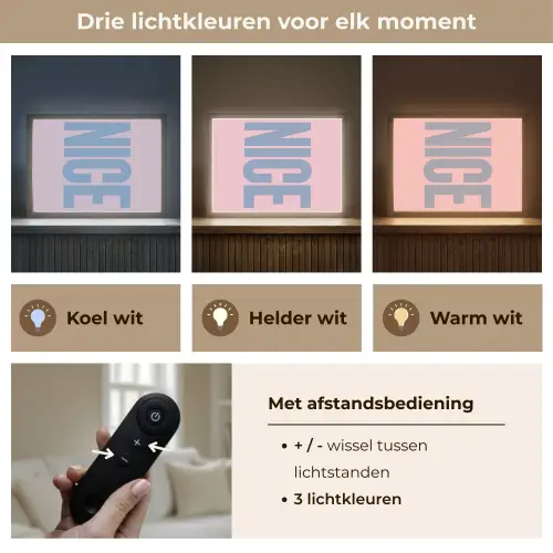 Nice - Paars - Roze Light Box met batterij (Wandlamp) middel -USP_lichtkleurNL
