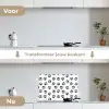 Paw - Pattern -Black keuken achterwand spatscherm klein 900 -voor_na_NL