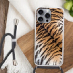 Realistisch - Tijgervacht - Zwart Hoesje iPhone 16 Pro Max met koord klein -sfeer4