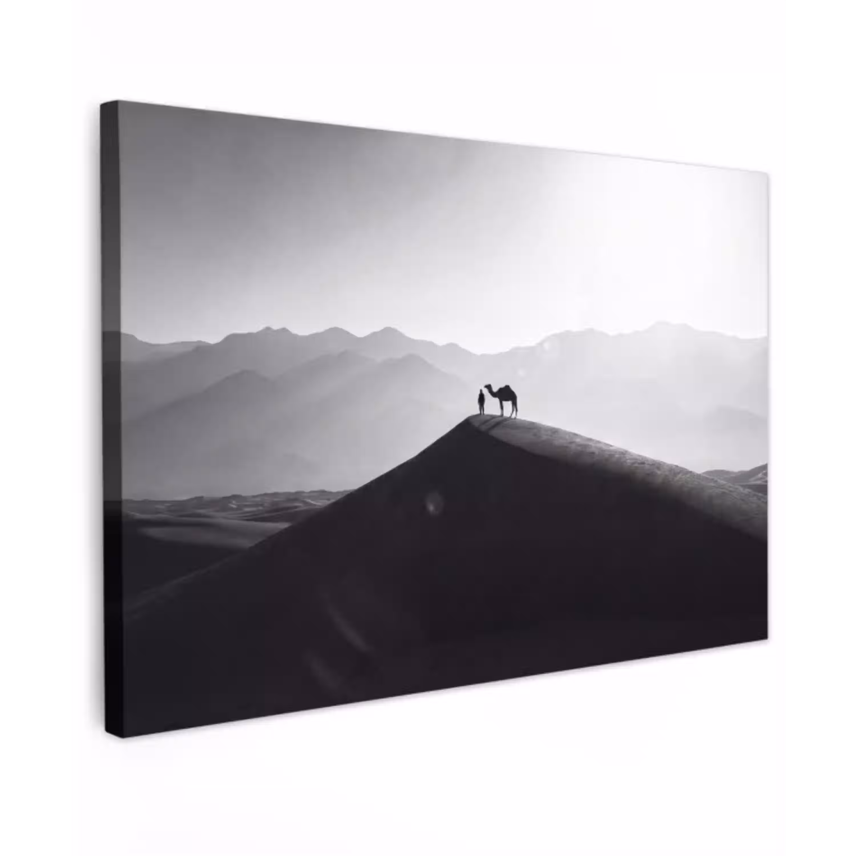 Mens - Kameel - Zandduin - Natuur - Monochroom canvas 2cm klein -z3d