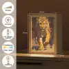 Tijger - Geschilderd - Oranje - Penseelstreken Light Box met kabel (Tafellamp) klein -USP_NL