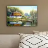 Schilderij - Huis - Natuur - Water - Olieverf canvas 2cm klein -sfeer3