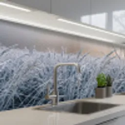 Rijp - Gras - Kristallen - Winter - Minimalistisch keuken achterwand 2 middel -3d_schuin